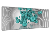 Tyrkysové gule vo futuristickej miestnosti 3D