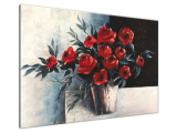 Štýlový obraz maľovaný ručne Ruže vo váze