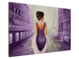 Obraz maľovaný na plátne Prechádzka v Paríži vo fialovej