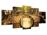 Moderný obraz s hodinami Most v Amsterdame