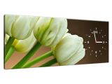 Dizajnové nástenné hodiny Biele tulipány