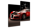 Moderný obraz na plátne s hodinami Červené Bugatti Veyron