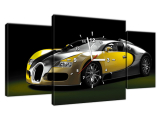 Obraz na plátne s hodinami Žlté Bugatti Veyron