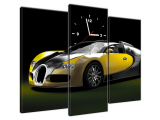 Obraz na plátne s hodinami Žlté Bugatti Veyron