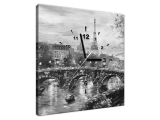 Obraz s hodinami Ulička v Paríži v čierno bielom