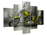 Obraz s hodinami Olivový motocykel