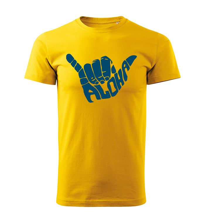 Pánske tričko - žltné tričko s potlačou - ALOHA