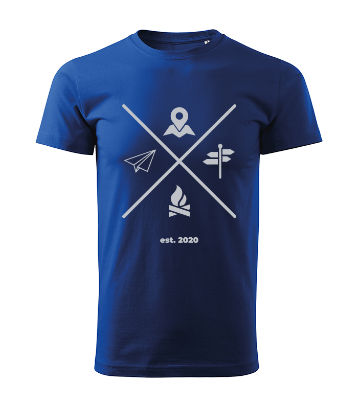 Unisex tričko - modré tričko s potlačou - kemping