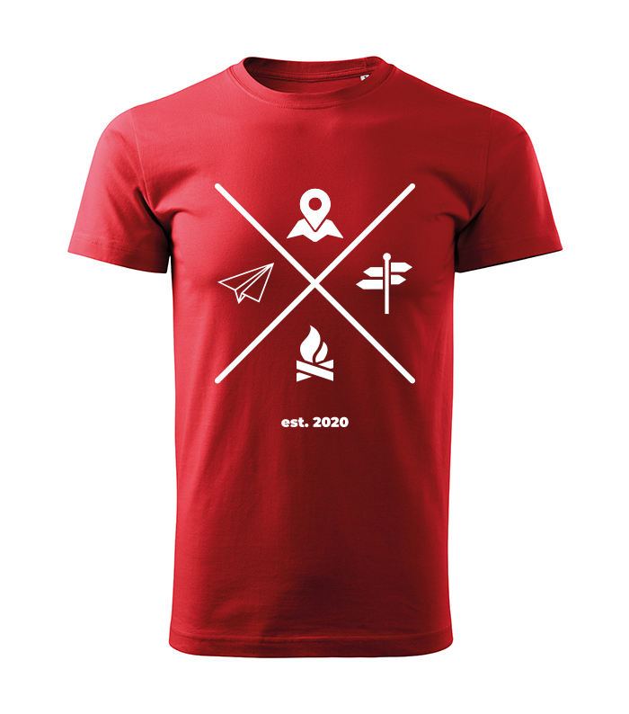 Unisex tričko - červené tričko s potlačou - kemping