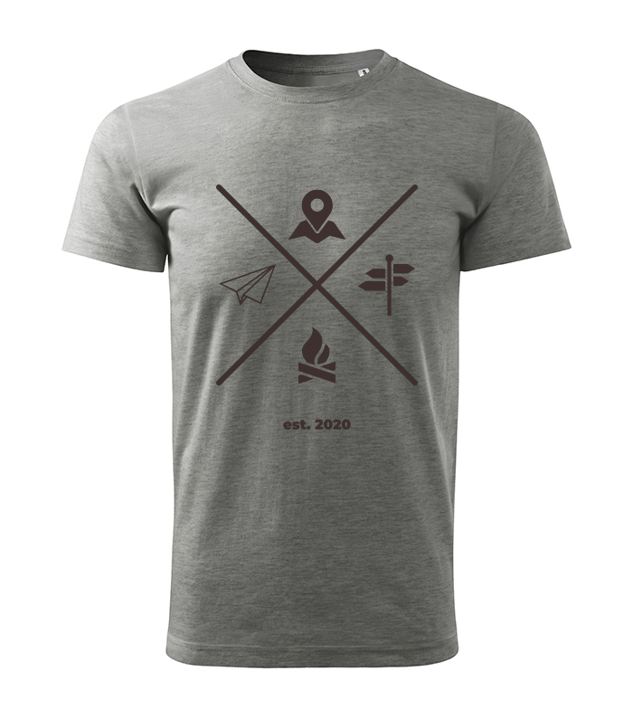 Unisex tričko - sivé tričko s potlačou - kemping