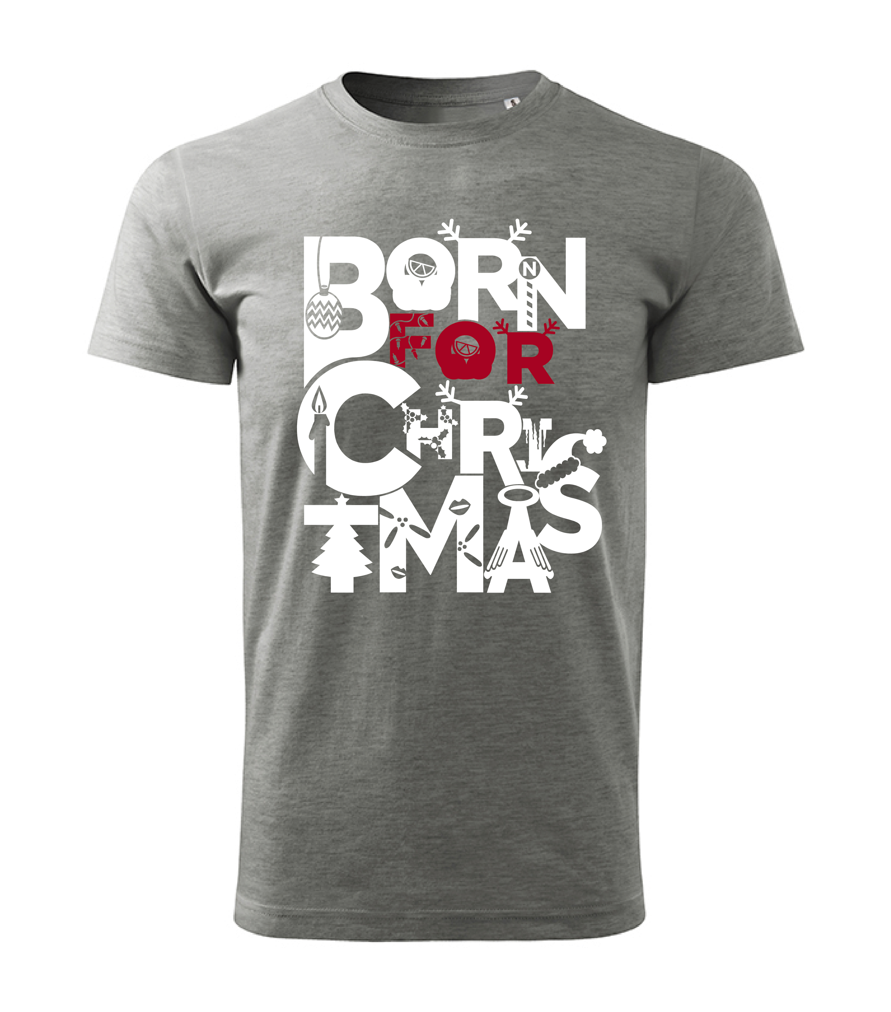 Unisex tričko - sivé tričko Born for Christmas