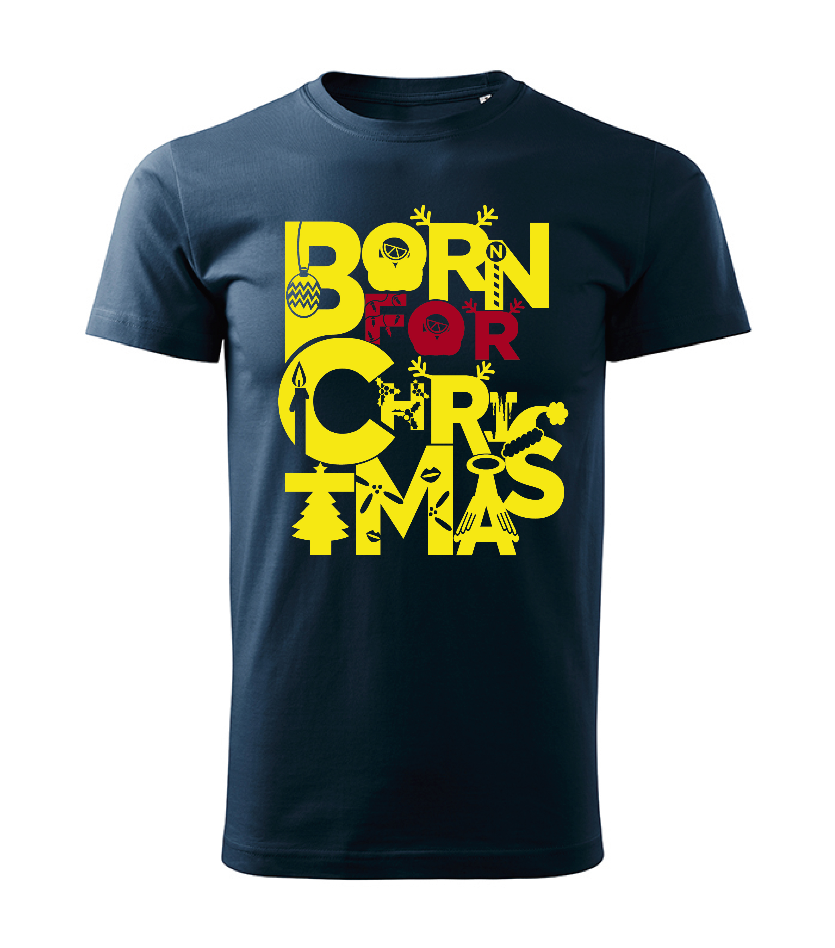 Unisex tričko - tmavomodré tričko Born for Christmas