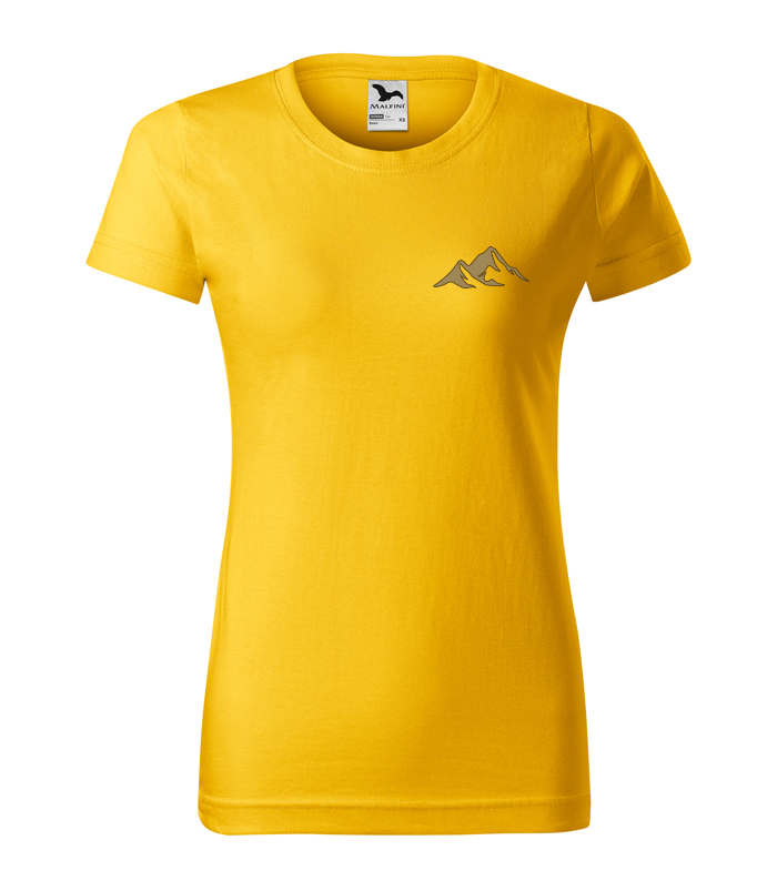 Dámske tričko - výšivka na žlté tričko - mountain