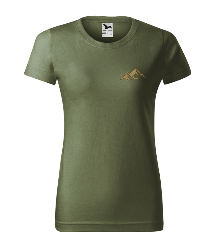 Dámske tričko - výšivka na zelené tričko - mountain