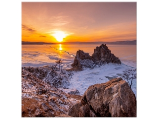 Štýlový obraz na plátne Západ slnka nad Bajkalom