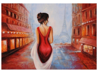Zaujímavý obraz maľovaný ručne Prechádzka v Paríži