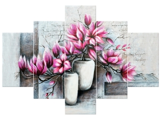 Magnólie vo vázach Ručne maľovaný obraz