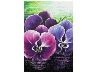 Obraz maľovaný ručne Orchidea pri rybníku