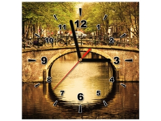 Moderný obraz s hodinami Most v Amsterdame