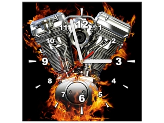 Obraz s hodinami Motor motocykla