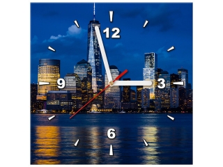 Obraz s hodinami New York nad riekou Hudson