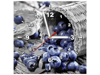 Moderný obraz s hodinami Rozsypané čučoriedky