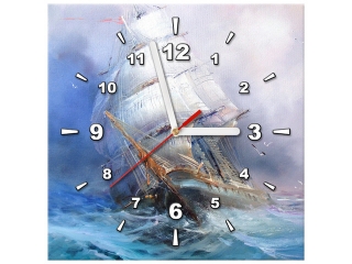 Moderný obraz s hodinami Plachetnica