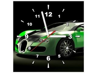 Obraz s hodinami Zelené Bugatti Veyron