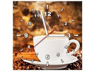 Obraz do kuchyne s hodinami Vôňa kávy
