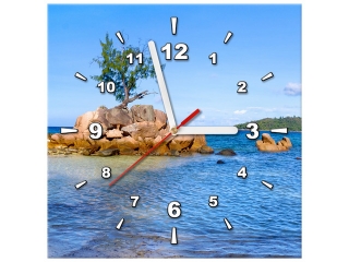 Obraz s hodinami s plátne Praslin Island