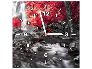 Obraz s hodinami na plátne Jesenný vodopád
