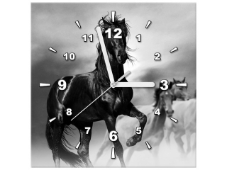 Obraz s hodinami do chodby Čierny kôň