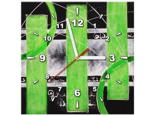 Obraz s hodinami Limetková abstrakcia