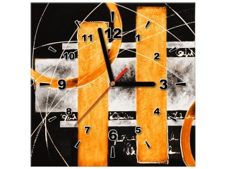 Obraz s hodinami Oranžová abstrakcia