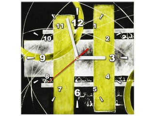 Obraz s hodinami na plátne Žltá abstrakcia