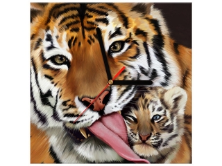 Obraz s hodinami do detskej izby Tiger a tigríča