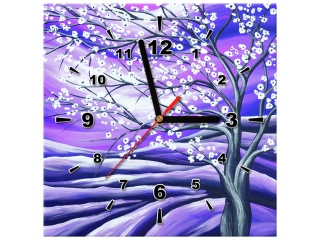 Obraz s hodinami Kvitnúci strom v noci