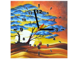 Obraz s hodinami Oddych pod modrým stromom