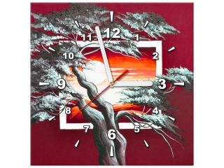 Moderný obraz s hodinami Karmínový západ slnka
