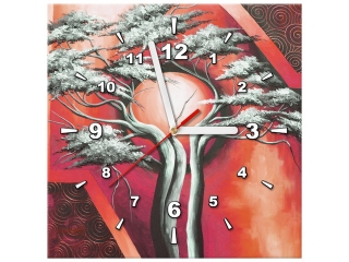 Obraz s hodinami na plátne Šarlátový strom