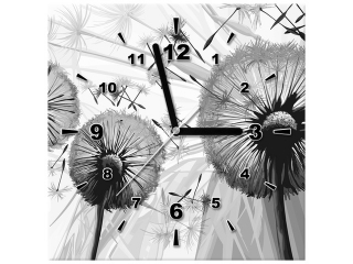 Obraz s hodinami Púpavy v šedej farbe
