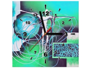 Obraz s hodinami Tancujúce postavy v tyrkysovej farbe