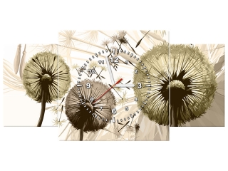Štýlový obraz s hodinami Púpavy v sépii