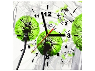 Luxusný obraz s hodinami Púpavy v limetkovej farbe