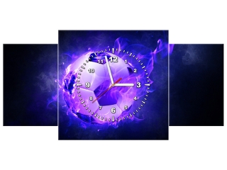 Moderný obraz s hodinami Horiaca lopta