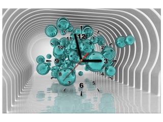 3D obraz s hodinami Gule vo futuristickej 3D miestnosti v tyrkyse