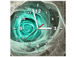 Fraktálna ruža v tyrkyse Obraz s hodinami
