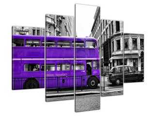 Obraz do chodby Fialový londýnsky autobus