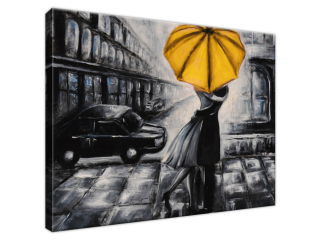 Obraz Zaľúbenci s dáždnikom