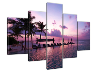 Obraz na stenu Západ slnka na pláži v Maledivách